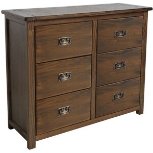 Core Products - Boston 3+3 Drawer Wide Chest - Pine - 110 x 40 x 91 cm - Dark Brown