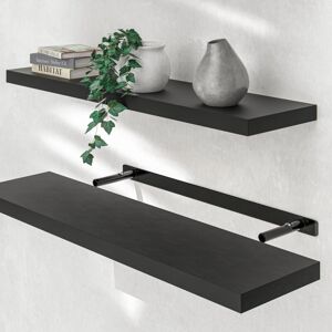 Casaria - Floating Shelves Including Bracket Wall Shelving Living Room Kitchen Bedroom Office 38mm Thick Hidden Wall Fixing 15kg Capacity mdf 90cm