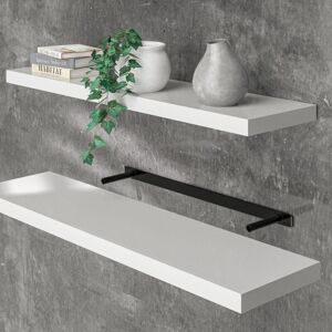 Casaria - Floating Shelves Including Bracket Wall Shelving Living Room Kitchen Bedroom Office 38mm Thick Hidden Wall Fixing 15kg Capacity mdf 90cm