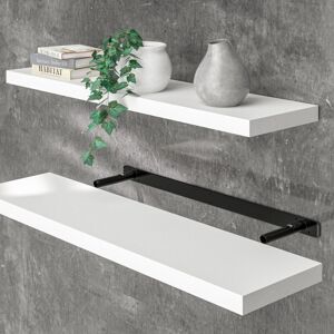 Casaria - Floating Shelves Including Bracket Wall Shelving Living Room Kitchen Bedroom Office 38mm Thick Hidden Wall Fixing 15kg Capacity mdf 90cm
