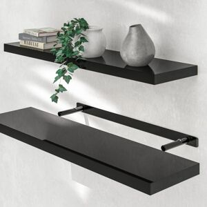 Casaria - Floating Shelves Including Bracket Wall Shelving Living Room Kitchen Bedroom Office 38mm Thick Hidden Wall Fixing 15kg Capacity mdf 90cm