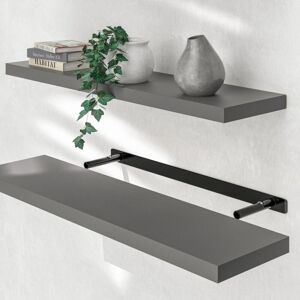 Casaria - Floating Shelves Including Bracket Wall Shelving Living Room Kitchen Bedroom Office 38mm Thick Hidden Wall Fixing 15kg Capacity mdf 90cm