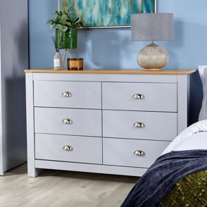 HOME SOURCE Chest of 6 Drawers Grey Wooden Bedroom Home Furniture Clothing Storage Sideboard