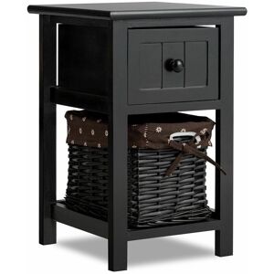 COSTWAY Chest of Drawers Side Table Beside Table Nightstand With One Removeable Baskets