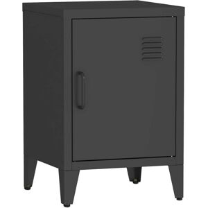 Sweeek - Metal bedside table with 1 door, Soho, Black, 38x38x57 cm