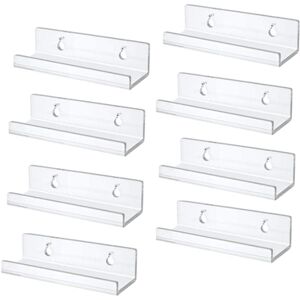 TLILY Clear Vinyl Record Shelf Wall Mount 8 Pack,Acrylic Album Holder Display,Vinyl Stand