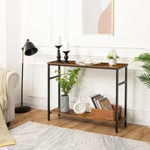 HOOBRO Console Table, Hallway Table with Adjustable Shelves, Slim Sofa Table, 2-tier Side Table with Storage Shelf, for Living Room, Office, Industrial,