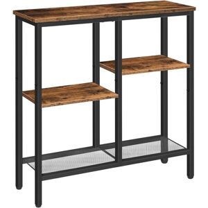 HOOBRO Console Table, Narrow Console Table, Slim Sofa Table with 4-Tier Storage Shelves, Industrial Hallway Table with Metal Mesh Shelf, for Hallway,