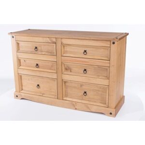 Core Products - Corona 3+3 Drawer Wide Chest - Pine - 132.1 x 43 x 83.4 cm - Antique Waxed Pine