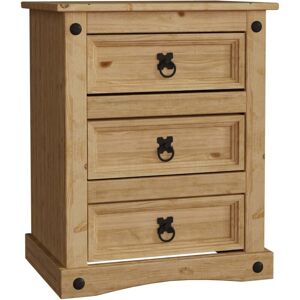 Home Discount - Corona 3 Drawer Bedside Table Cabinet Chest Nightstand Solid Pine Bedroom Furniture