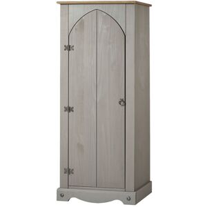 CORE PRODUCTS Corona Vestry Cupboard - Pine - 60 x 31.6 x 143.5 cm - Grey Wax/Antique Waxed Pine