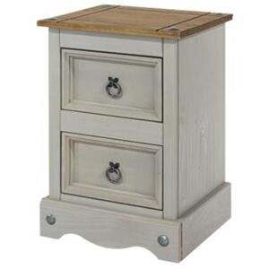 Core Products - Corona 2 Drawer Petite Bedside Cabinet - Pine - 36 x 32 x 53.1 cm - Grey Wax/Antique Waxed Pine