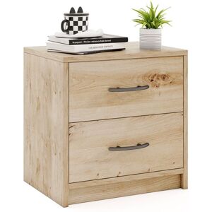 2-Drawer Nightstand Modern Bedside Table Accent Sofa Side Table-Oak - Costway
