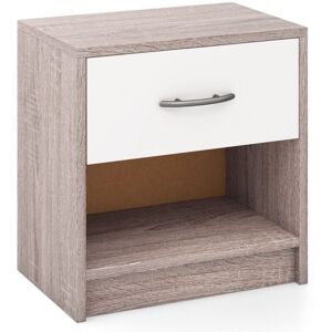 3-Tier Bedside Table Bedroom Nightstand w/Drawer-Light Grey - Costway