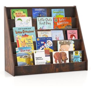 Costway - Kids Bookshelf 5-Tier Wooden Toddler Book Shelf Stand-Coffee