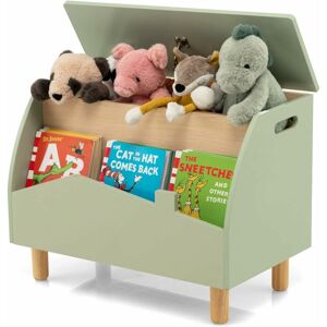 Costway - Wooden Toy Box, Kids Storage Chest with Flip-top Lid and Bookshelf, Multifunctional Children's Organizer Cabinet for Playroom Bedroom