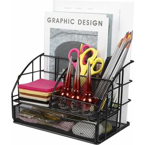 Héloise - Desk Organizer, Storage Rack with Drawer Compartments, Simple Mesh Desk Organizer with Sliding Drawer, Space-Saving Pen Holder