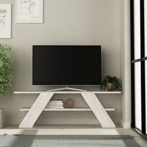 Decortie Farfalla Modern TV Stand Multimedia Centre TV Unit With Shelves 120cm - Ancient White