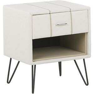 Beliani - Bedside Table White Minimalist Faux Leather Upholstered Drawer Storage Betin