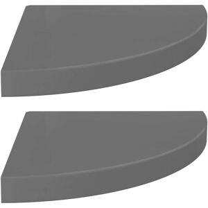 Floating Corner Shelves 2 pcs High Gloss Grey 35x35x3.8 cm mdf Vidaxl