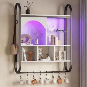 Tlily - Floating Shelves for Wall, Gaming Display Shelf, Bar Shelves, Arched Shelf for Collectibles, Sturdy Fast Assembly Great Weight Capacity