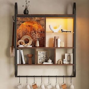 TLILY Floating Shelves, Wall Shelves for Wall, Gaming Display Shelf, Bar Shelves, Arched Shelf for Collectibles, Sturdy Fast Assembly Great Weight Capacity