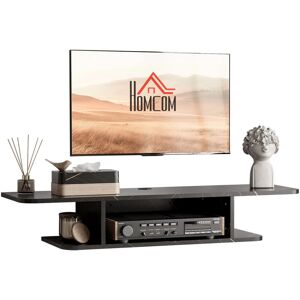 HOMCOM Floating TV Unit Stand Wall Mount Media Console with Storage Shelf Black