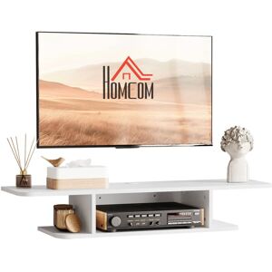 HOMCOM Floating tv Unit Stand Wall Mount Media Console with Storage Shelf White