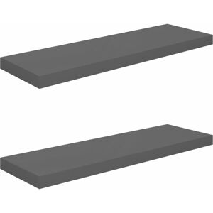 Floating Wall Shelves 2 pcs High Gloss Grey 80x23.5x3.8 cm mdf Vidaxl