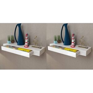 Bonnevie - Floating Wall Shelves with Drawers 2 pcs White 80 cm VSVS723302