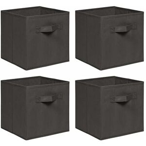 NICEME Foldable Storage Boxes,Non-Woven Fabric Storage Box Set,Storage Drawers for Cube Storage Unit,26.5x26.5x28 cm (Dark Grey, Set of 4)