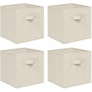 NICEME Foldable Storage Boxes,Non-Woven Fabric Storage Box Set,Storage Drawers for Cube Storage Unit,26.5x26.5x28 cm (Beige, Set of 4)