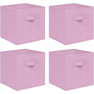 NICEME Foldable Storage Boxes,Non-Woven Fabric Storage Box Set,Storage Drawers for Cube Storage Unit,26.5x26.5x28 cm (Pink, Set of 4)