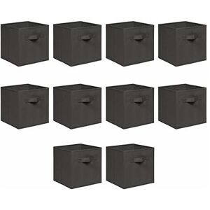 NICEME Foldable Storage Boxes,Non-Woven Fabric Storage Box Set,Storage Drawers for Cube Storage Unit,26.5x26.5x28 cm (Dark Grey, Set of 10)
