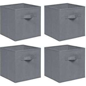 NICEME Foldable Storage Boxes,Non-Woven Fabric Storage Box Set,Storage Drawers for Cube Storage Unit,26.5x26.5x28 cm (Grey, Set of 4)