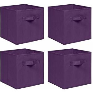 NICEME Foldable Storage Boxes,Non-Woven Fabric Storage Box Set,Storage Drawers for Cube Storage Unit,26.5x26.5x28 cm (Dark Purple, Set of 4)