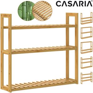 Casaria Freestanding Wooden Bamboo Rack 3 Tier Height-adjustable 54x60x15cm Bathroom Living Room Kitchen Wood