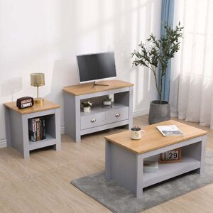 Furniture Hmd - 3 Pieces Bedroom Furniture Set,Wooden bedside table and Chest of drawers,White+Oak