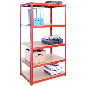 BRIEFNESS Garage Storage Shelving Unit - 1 Bay Red Racking, Heavy Duty Metal Shelf, Shed for Home, Office - 150 x 30 x 70cm - 5-Tier Shelves, Red - 175kg