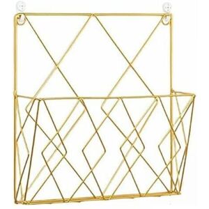 CYSLMUK Hanging Magazine Rack Metal Magazine Holder, Newspaper Rack Newspaper Basket Wall Mounted Magazine Holder with 2 Hooks for Magazines, Books and