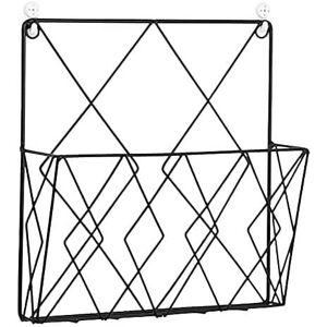 Memkey - Metal Hanging Magazine Rack, Newspaper Rack, Newspaper Basket, Wall Newspaper Holder with 2 Hooks for Magazines, Books and Office Documents