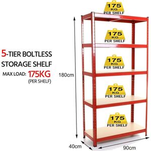 DAYPLUS Heavy Duty 5 Tier Boltless Shelving Unit Warehouse Garage Utility Home Storage Rack, Adjustable - Can be split to create 2 seperate Shelf Units