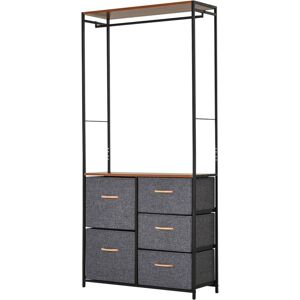 Homcom - Storage Coat Rack Hallway Bedroom Organiser Shelves w/ Hanger, 5 Drawer