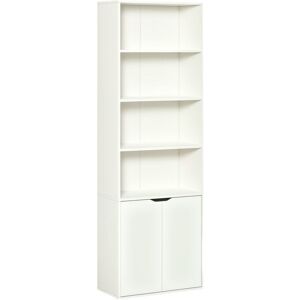 Homcom - 2 Door 4 Shelves Tall Bookcase Modern Bookshelf Storage Display Unit White