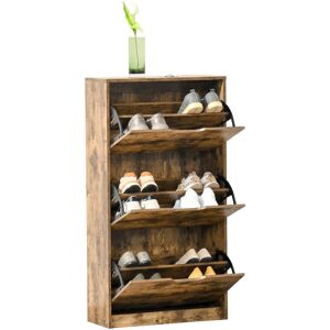 Homcom - Drawer Shoe Cabinet Industrial Shoe Cupboard w/ Flip Doors for Hallway 3 Drawer