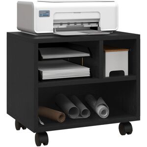 2-Tier Printer Stand with Storage, Under Desk Printer Cart on Wheels with 3 Compartments, Desktop Printer Table for Home Office Black - Homcom