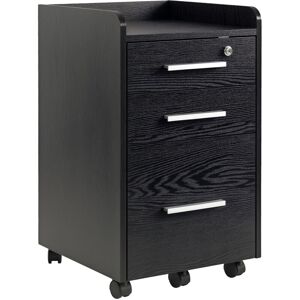 3 Drawer Mobile Filing Cabinet Lockable Filing Cabinet, Black - Homcom