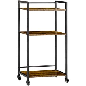 3-Tier Printer Stand, Utility Cart, Rolling Trolley Adjustable Shelves - Homcom