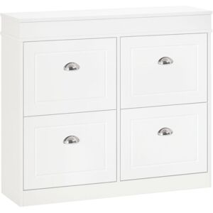 Homcom - Shoe Cabinet with 4 Flip Drawers Storage Cupboard with Adjustable Shelf