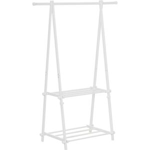 Homcom - 40KG Freestanding Steel Clothes Hanger w/ 2 Shelves Open Wardrobe White